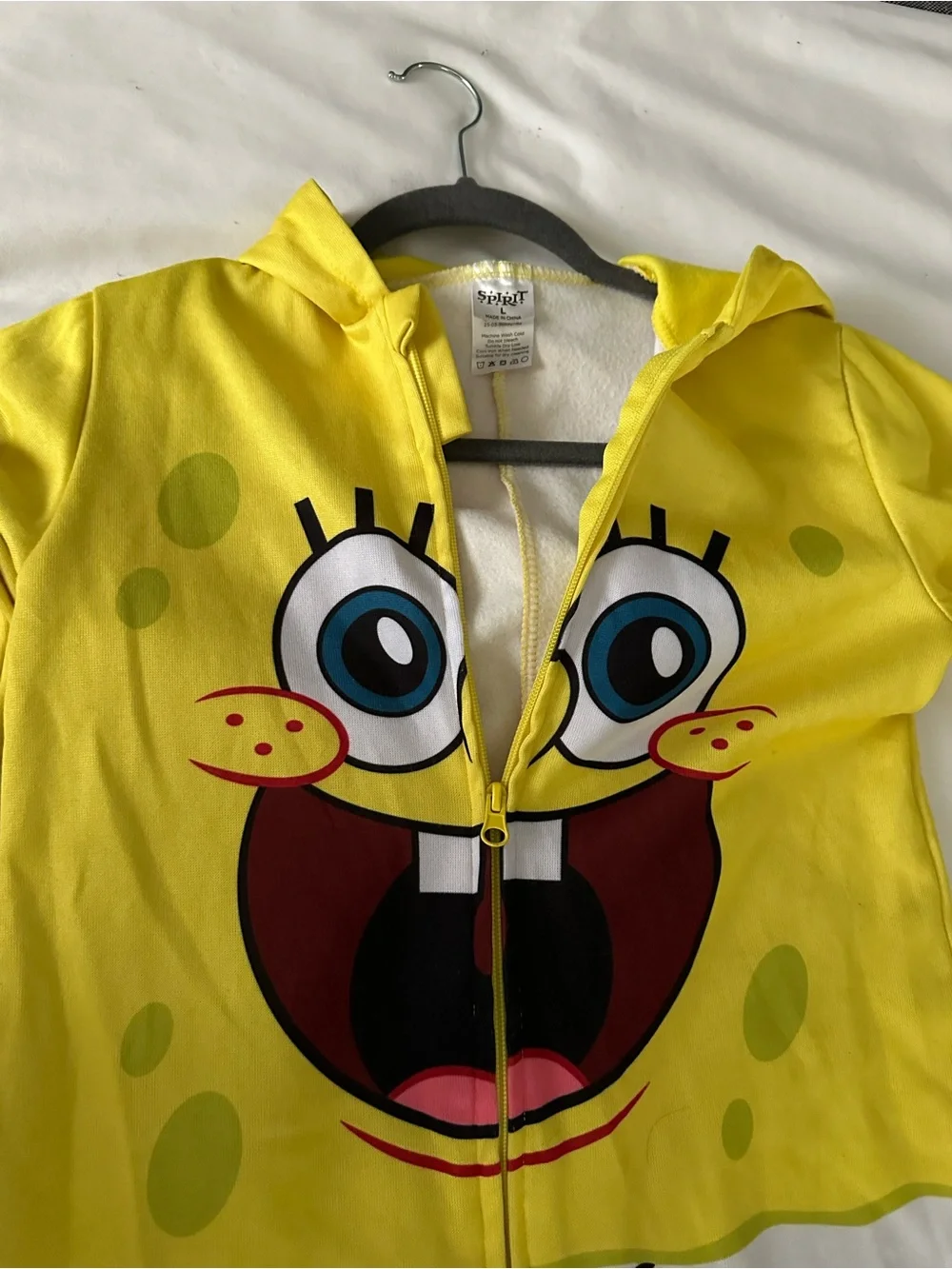 Spirit SpongeBob Square Pants Kids Yellow Hoodie Onesie - Picture 2 of 6